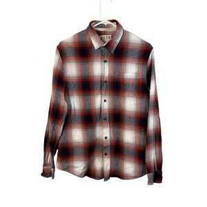 VSTR Premium Mens Plaid Flannel Long Sleeve‎ Button Up Shirt Red Black White